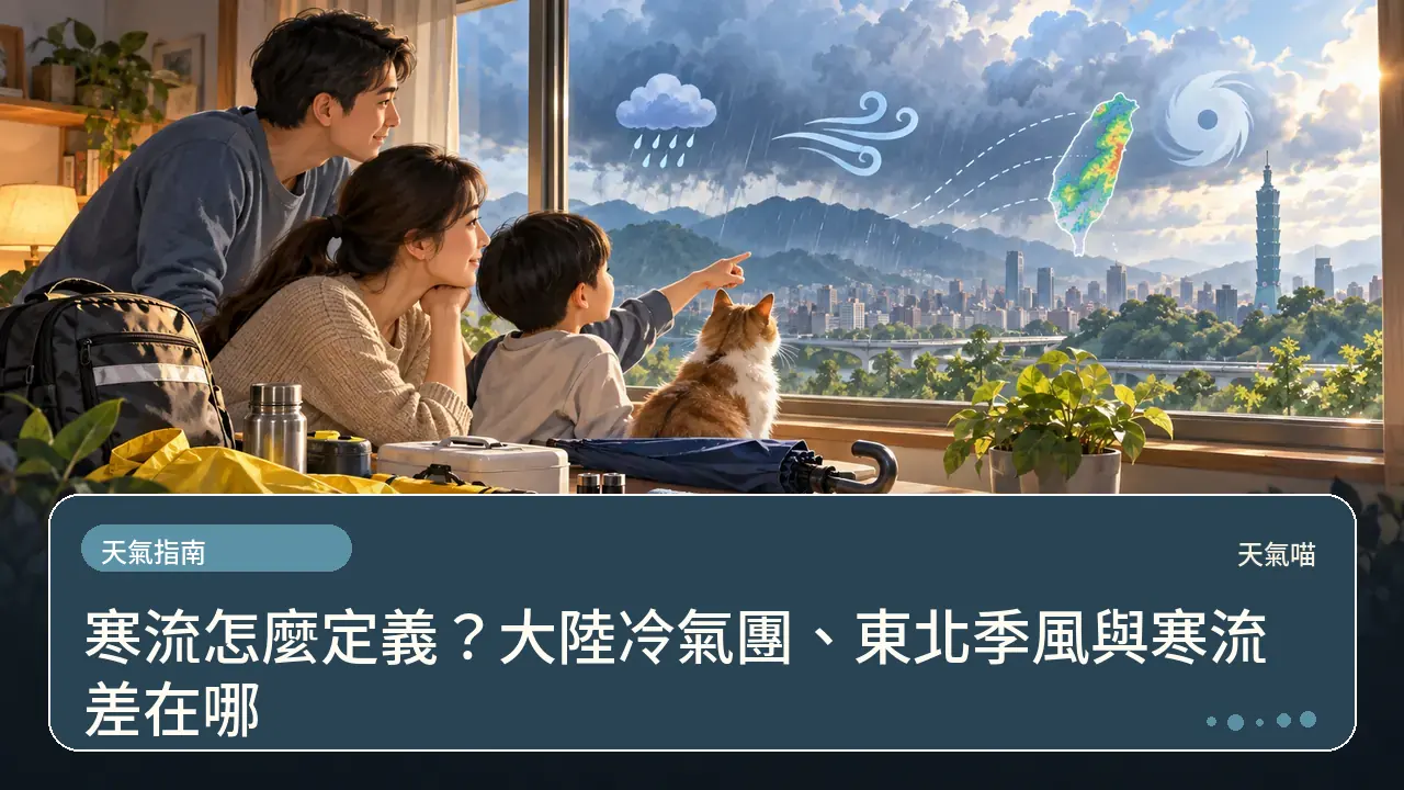 寒流怎麼定義?大陸冷氣團、東北季風與寒流差在哪主題插畫