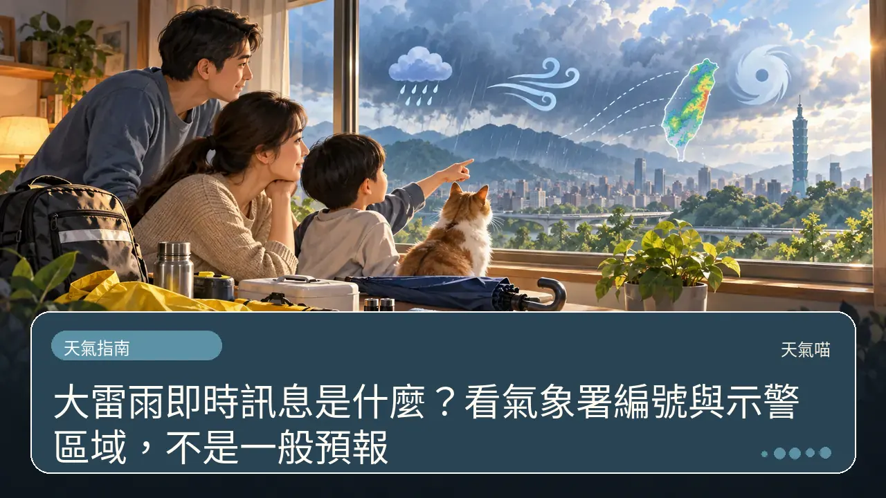 大雷雨即時訊息是什麼?看氣象署編號與示警區域,不是一般預報主題插畫