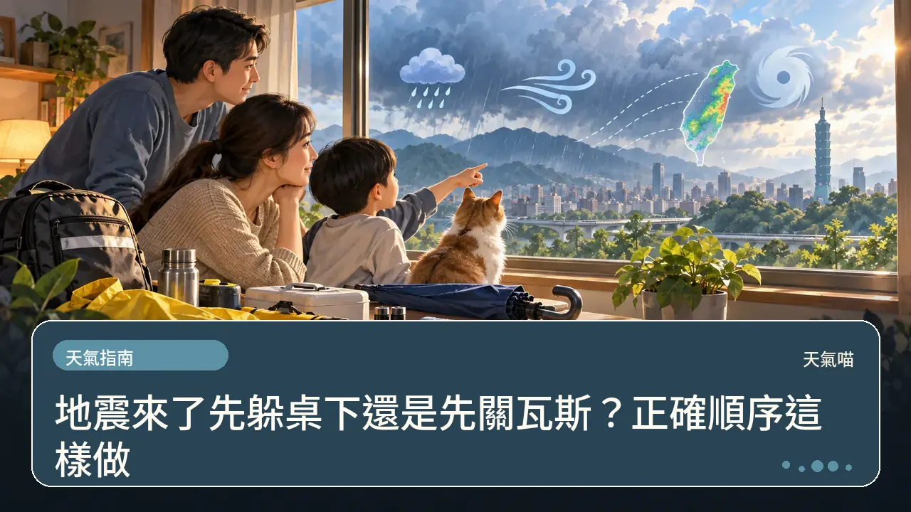 地震來了先躲桌下還是先關瓦斯？正確順序這樣做主題插畫