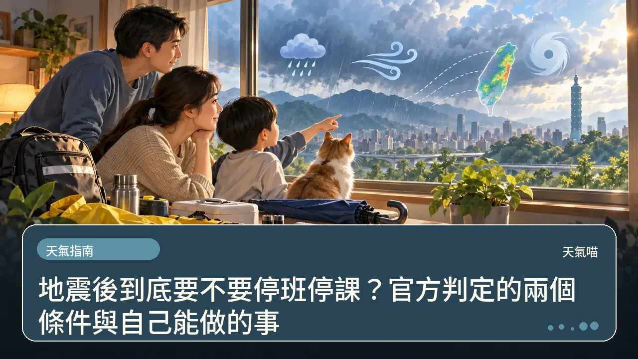 地震後到底要不要停班停課?官方判定的兩個條件與自己能做的事主題插畫