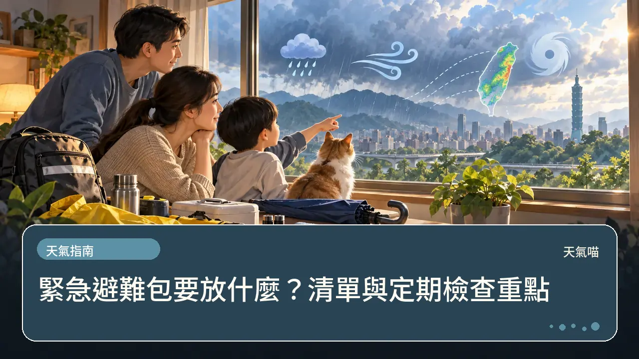 緊急避難包要放什麼?清單與定期檢查重點主題插畫