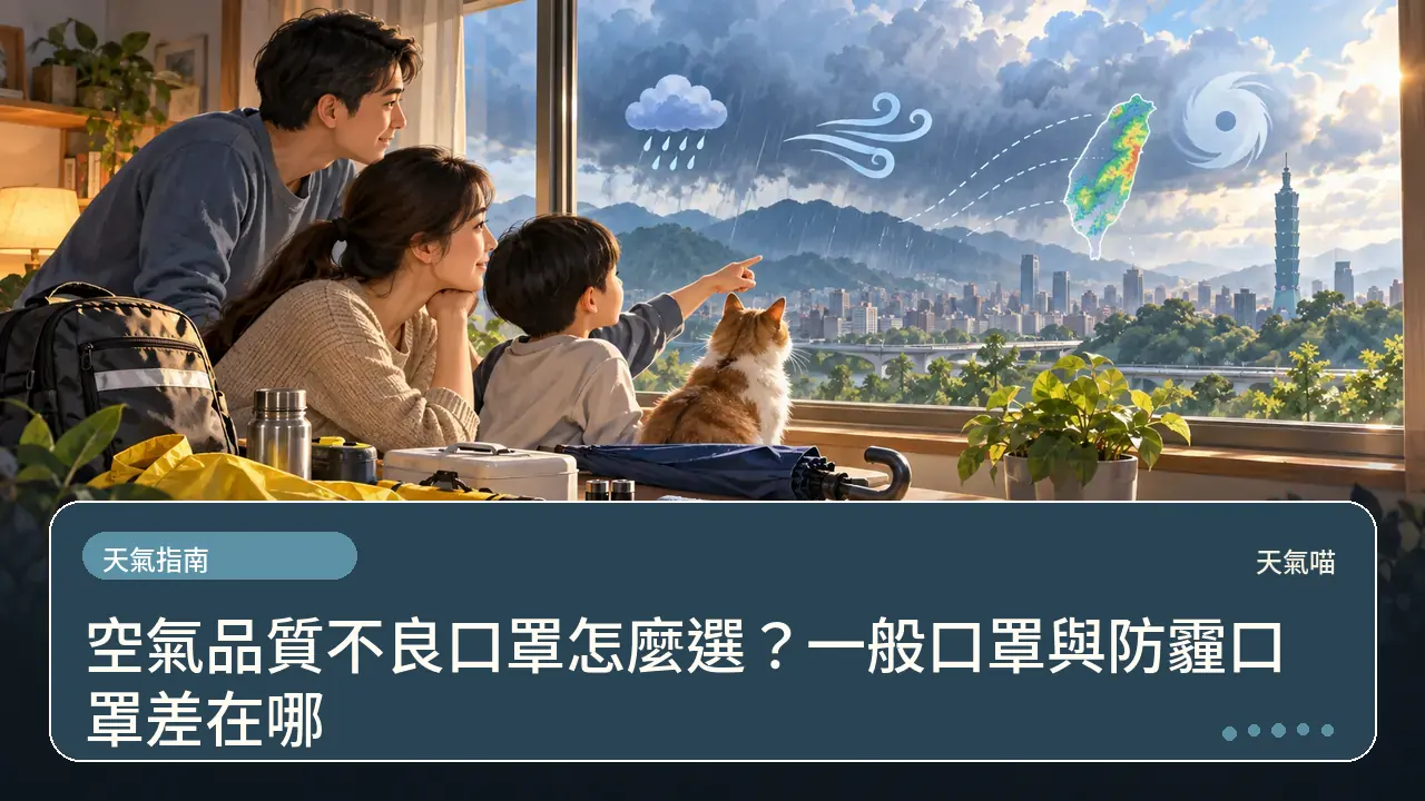 空氣品質不良口罩怎麼選?一般口罩與防霾口罩差在哪主題插畫