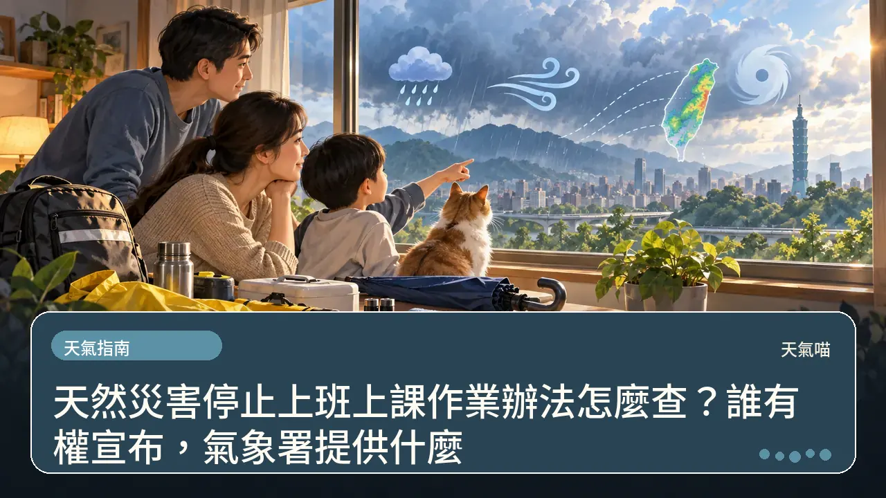 天然災害停止上班上課作業辦法怎麼查?誰有權宣布,氣象署提供什麼主題插畫