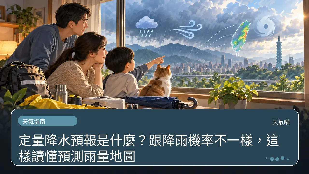 定量降水預報是什麼?跟降雨機率不一樣,這樣讀懂預測雨量地圖主題插畫